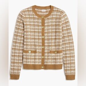 J. Crew Factory Camel and White Tweed Cardigan